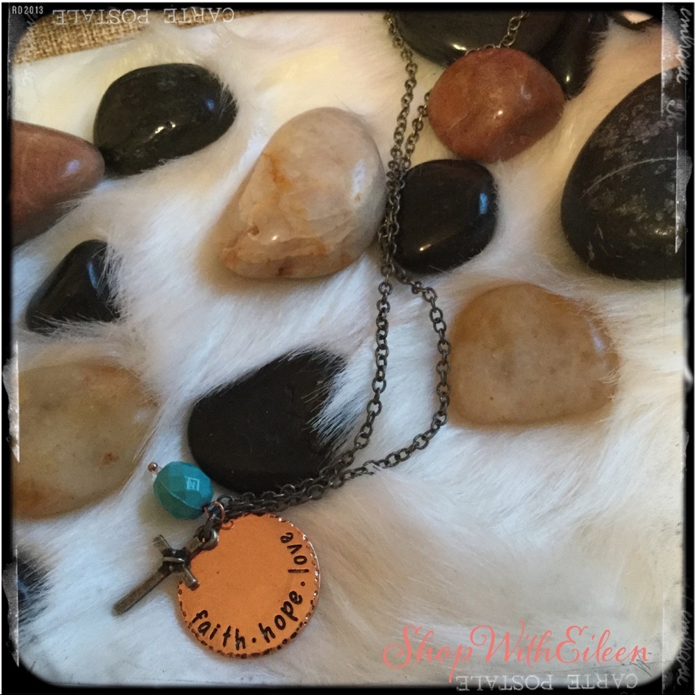 FAITH HOPE LOVE Cross Charm Necklace